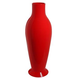 Vaso IVV in vetro bicolore rosso e trasparente, vaso da fiori da tavolo, cm  21