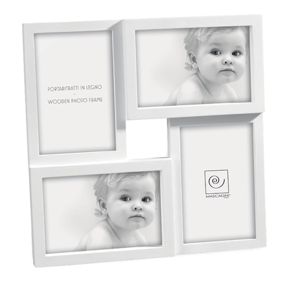 cornice portafoto in plexiglass multipla 3 foto formato 13x18 con base in  legno colore bianco